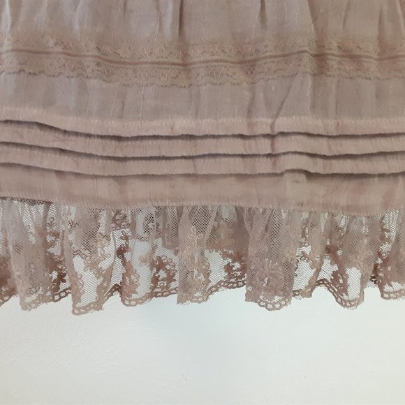 Drawstring waist Lacey Trim Top by "MINE" Sz Med Cottagecore - Picture 5 of 5